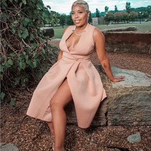 Flare dress with split scuba material